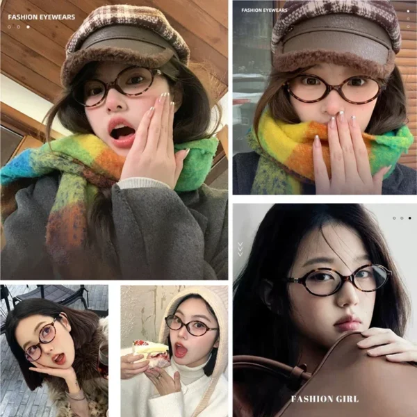 BLMUSA Retro Anti Blue Ray Photochromic Myopia Glasses Women Oval Small Frames Prescription Glasses Pop Classic Reading Glasses - Image 4