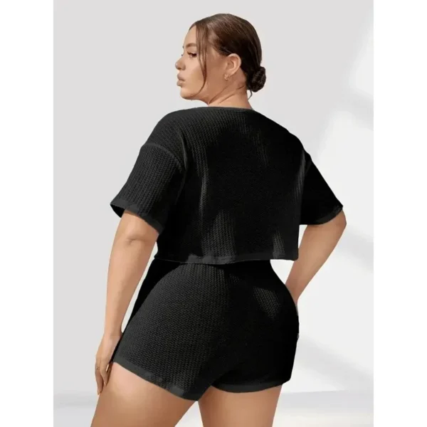 Plus Size 1XL-5XL Summer New Women's Pajama Set with Short Sleeve and Shorts Women Casual Loose Sleepwear for Outdoors - Image 4