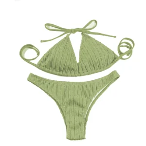 2025 Jacquard Drawstring Two Piece Swimsuit Female Swimwear Women Bikini Set Bather Swimming Beachwear for Bathing Suit