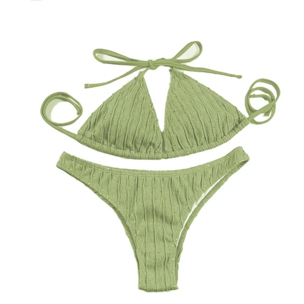 2025 Jacquard Drawstring Two Piece Swimsuit Female Swimwear Women Bikini Set Bather Swimming Beachwear for Bathing Suit