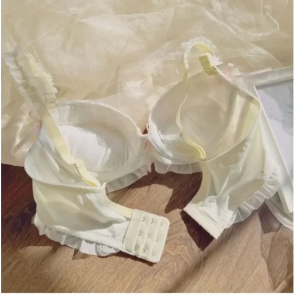 MOYISU Nippon's Pure Desire Cute Princess Style Thin Cup Bra Set Print Cute Bow Bra Comfortable Lace Underwear Underwear Gothic - Image 4