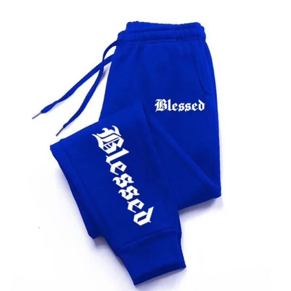 Letter of Blessing printed men's and women's activewear leggings Sportswear men's drawstring Y2K pants Jogging sweatpants - Image 4