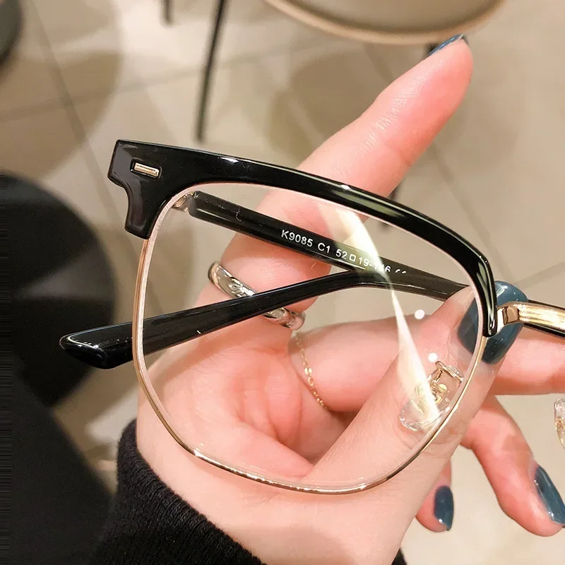 Metal Round Face Near Sight Glasses Male Anti-blue Light Myopia Eyeglasses Half Frame Optical Business Short Sight Eyewear - Image 5