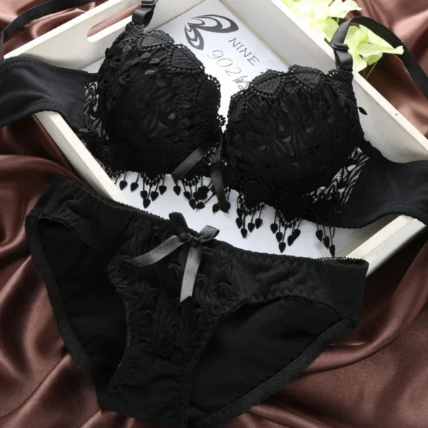 Women Lace Bra Sets Flower Printed Underwear Suit Sexy Lady Ultra-Thin Lingerie Comfortable Push Up Brassiere Outfit - Image 6