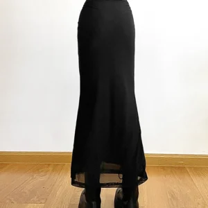 Sylcue Black Simple All-match Casual Commuter Summer Street Travel Cool Youth Vitality Tight Sexy High-elastic Women's Skirt