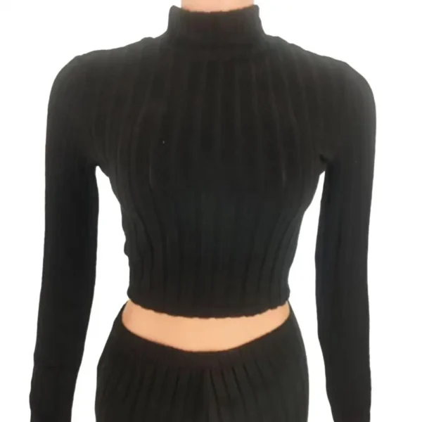 2 Pcs/Set Autumn Winter Women Top Pants Set Half-high Collar Long Sleeves Slim Fit Sweatshirt Trousers Set Casual Sport Outfit - Image 5