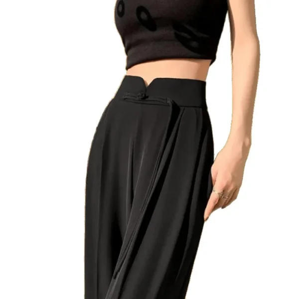 High Waist Draped Chinese Style Women's Casual Pants Buttoned Suit Pants Spring Summer Small Size Cuffed Trousers - Image 5