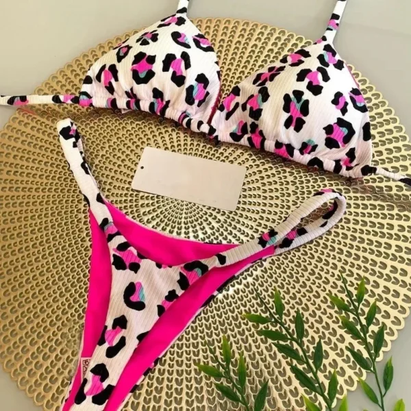 New Bikini Women Swimsuit Beach Vacation Swimwear Leopard Printed  Bikini Set Beachwear Swimsuit Thong Bathing Suit Biquinis - Image 4