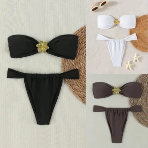 Cut-Out Bikini Set - Trendy Swimwear for Beach Goddesses Stunning Strapless Bikini Top Two-Piece Swimwear for Women