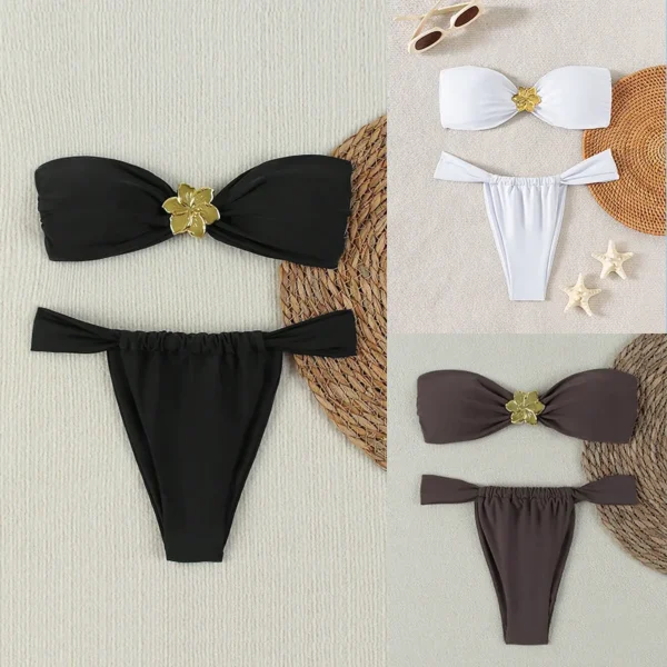 Cut-Out Bikini Set - Trendy Swimwear for Beach Goddesses Stunning Strapless Bikini Top Two-Piece Swimwear for Women