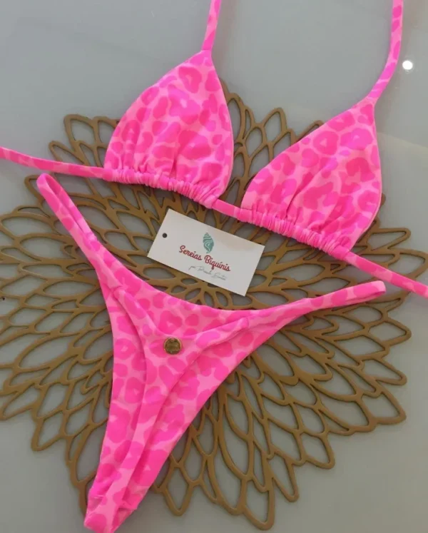 Print Bikini Sets Halter Lace-up Tops Thongs Beach Style Bathing Suit Y2k Swimsuits Women Beachwear Купальник Женский 2025