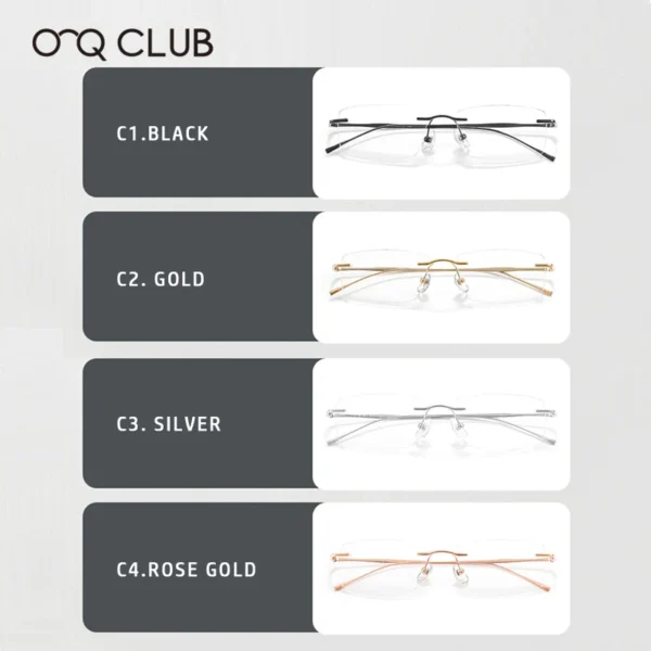 O-Q CLUB Ultra-light Titanium Reading Eyeglass Frames Men Fashion Simple Rimless Myopia Glasses Customized Prescription Glasses - Image 6