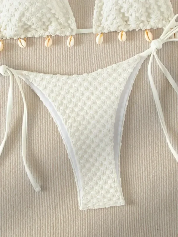 Bikini Set Shell Designer Swimsuit 2025 White Black Push Up Micro Bikinis Summer Bathing Suit Tie Side Triangle Swimwear - Image 6