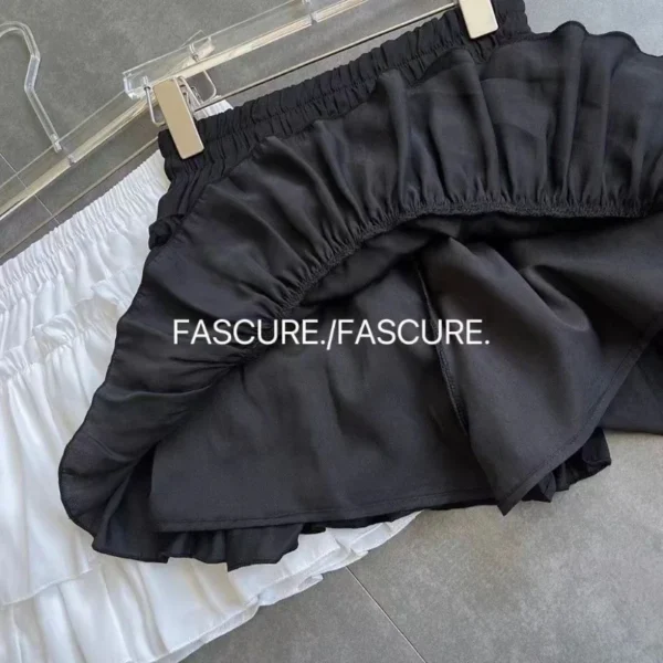 Summer Kawaii White Ruflles Skirt Women Fashion Slim Fit Chiffon Mini Skirts Giris Y2k All Match Elastic High Waist Black Faldas - Image 6