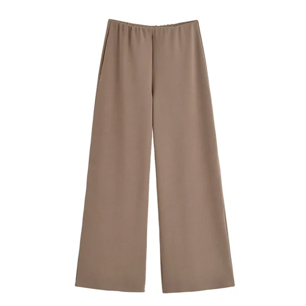 TRAF Simple Style Wide Leg Pants 2 Pieces Sets For Women Ruched Pin Vest Top Trousers Women's Suit 2025 New Casual Woman Outfits - Image 4