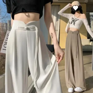 High Waist Draped Chinese Style Women's Casual Pants Buttoned Suit Pants Spring Summer Small Size Cuffed Trousers