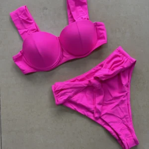 High Waist  2025 Push Up Bikini Set Two Piece Swimwear Solid Thong Biquini Swimsuit Summer Brazilian Bathing Suit Beachwear