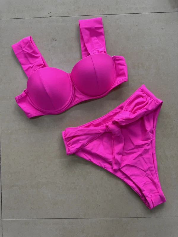 High Waist  2025 Push Up Bikini Set Two Piece Swimwear Solid Thong Biquini Swimsuit Summer Brazilian Bathing Suit Beachwear