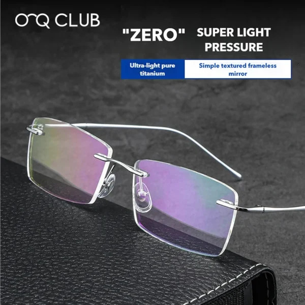 O-Q CLUB Ultra-light Titanium Reading Eyeglass Frames Men Fashion Simple Rimless Myopia Glasses Customized Prescription Glasses - Image 3