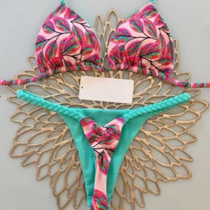 Bikini Women Brazilian Bikini Set Print Sexy Lace Swimsuit Beach Wading Sport Split Rope Triangle Bikinis Set Swimwear Women