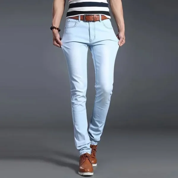 Men New Fashion Black Blue Denim Jeans Men Slim Fit Denim Pants Cotton Stretch Trousers Classic Daily Pencil Pants - Image 2