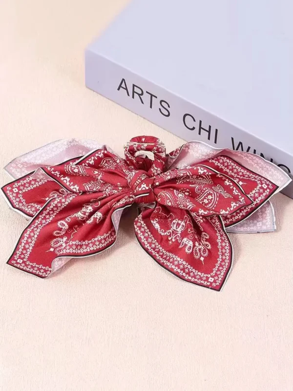 1pcs bohemian versatile unique hair clip, red cashew flower bow grab clip sweet shark clip resort ponytail clip fashion headwear - Image 5