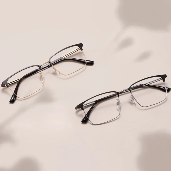 Comfortable Rectangular Men Business Full Rim Spectacle Large Browline Metal Glasses Frame For Optical Prescription Lenses - Image 2