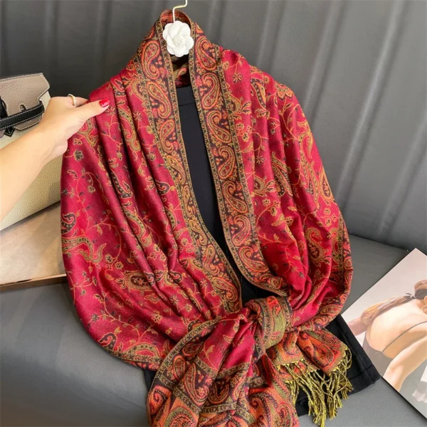 Bohemia Pashmina Hijab Scarf Long Muslim Cashmere Shawl Female Foulard Soft Turban Head Wraps For Women Headband Luxury Brand - Image 5