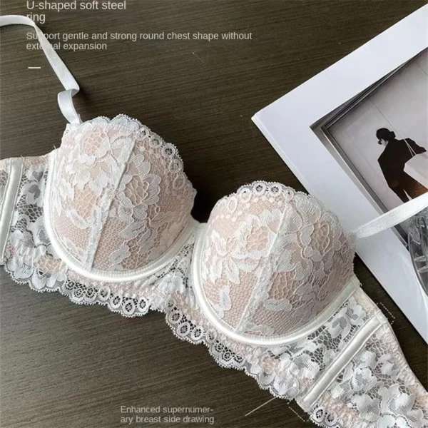 Women's Bra Briefs Set Sexy Lace Brassiere Fashion Push Up Bra Girl Soft Steel Ring Small Underwear Female Sexy Lingerie Suit - Image 3