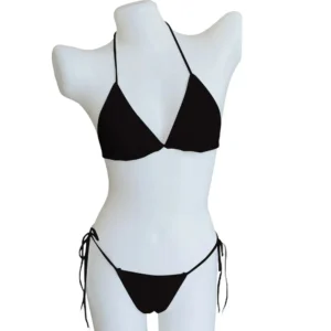 Swimsuit Micro-Bikinis Women BreathableSwimwear High Cut Bathing Suits Push Up Biquinis Bandage Beachwear Solid Bikini Sets