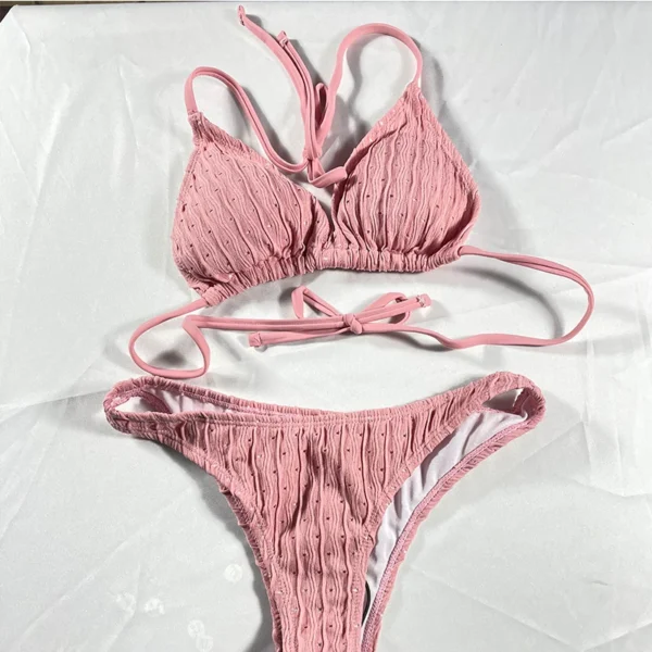 2025 Jacquard Drawstring Two Piece Swimsuit Female Swimwear Women Bikini Set Bather Swimming Beachwear for Bathing Suit - Image 6