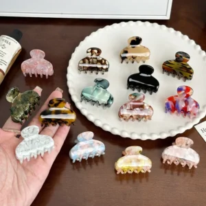 Retro Acetate Small Hair Claw Sweet Hair Clips for Women Girl Barrettes Crab Clamp Ponytail Hairpin Lady Party Accessories Trend
