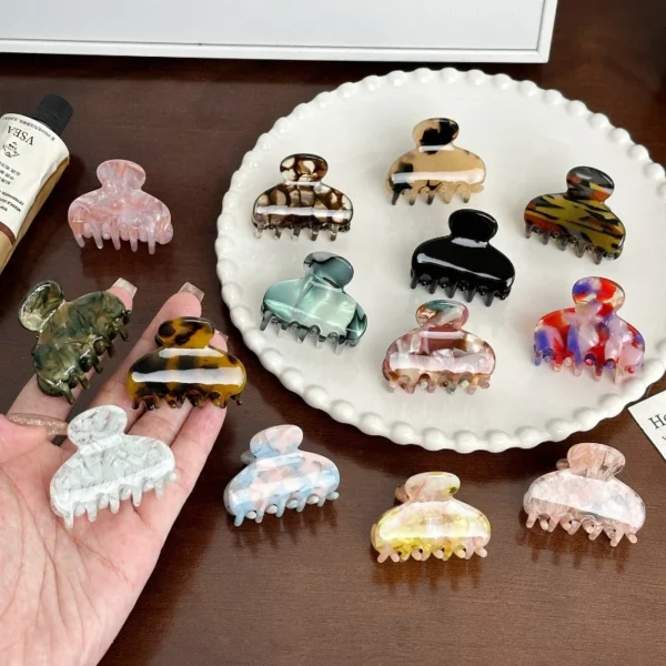 Retro Acetate Small Hair Claw Sweet Hair Clips for Women Girl Barrettes Crab Clamp Ponytail Hairpin Lady Party Accessories Trend