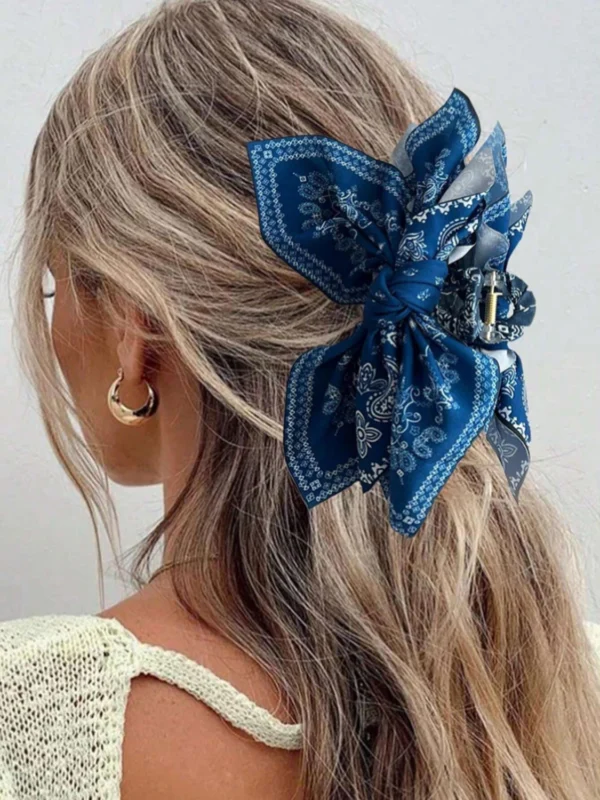 1pcs bohemian versatile unique hair clip, red cashew flower bow grab clip sweet shark clip resort ponytail clip fashion headwear - Image 2