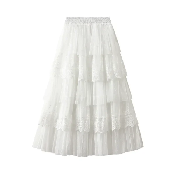 Women's High Waisted Slimming Sand Cake Skirt, Half Skirt, High-End Feeling Gauze, Long Skirt, Summer, , 2025 Hundred fold skirt - Image 3