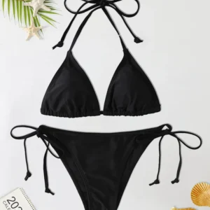 2Pc/Set 2024 Fashion  Swimsuit Women Bikinis Set Triangle Swimwear String Beachwear Thong One Piece Suits Brazilian Biquini
