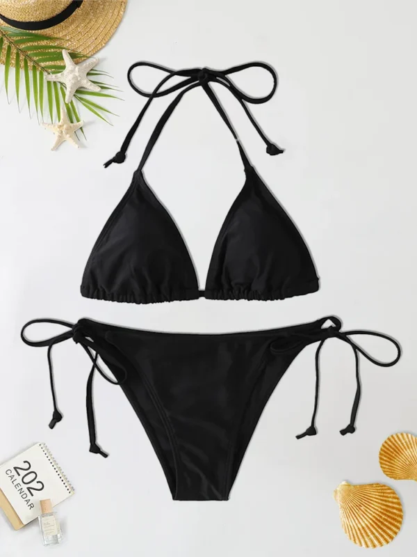 2Pc/Set 2024 Fashion  Swimsuit Women Bikinis Set Triangle Swimwear String Beachwear Thong One Piece Suits Brazilian Biquini