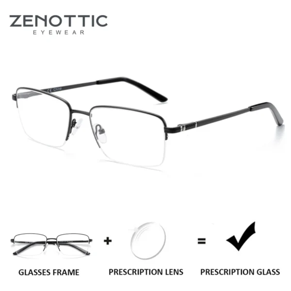 ZENOTTIC 2024 Fashion Alloy Prescription Glasses Men Anti-Blue-Ray/Photochromic Myopia Eyewear Optical Eyeglasses