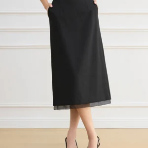 FSLE French Hepburn Style Straight Long Elegant Skirt for Women 2025 Spring New Design All-match Skirt Office Lady 25FS11072