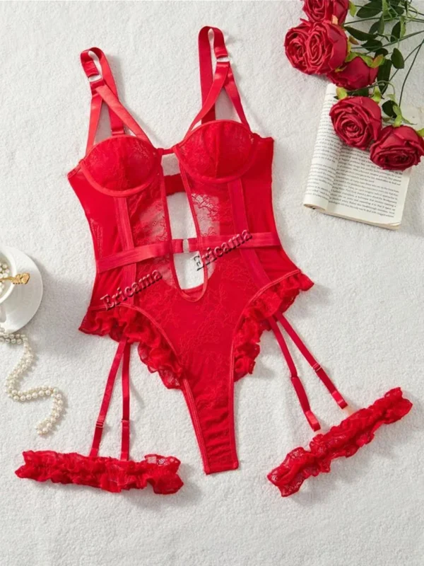 Plus Size Sexy Bra Set Women's Sexy Lingerie Babydoll Intimates Underwear Bra Panties Set G-string Garter Belt Sexi Lenceria