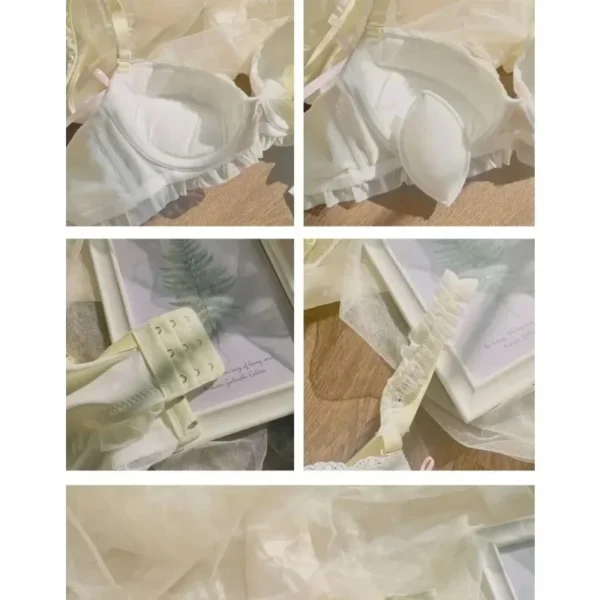 MOYISU Nippon's Pure Desire Cute Princess Style Thin Cup Bra Set Print Cute Bow Bra Comfortable Lace Underwear Underwear Gothic - Image 6