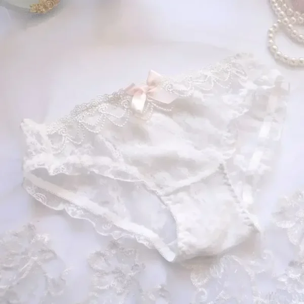 High Quality Japanese Kawaii LolitaWater-soluble Embroidery Thin Cup Girl Cute Gathering Sexy Lingerie Set Large Bra Set - Image 6