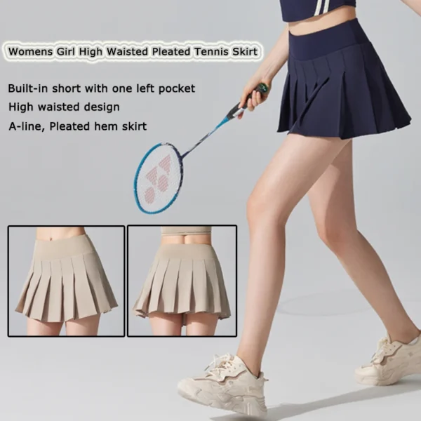 VITALINOVO Womens Girl High Waisted Pleated Tennis Skirt School A-Line Skater Skirts with Lining Shorts Golf Athletic Skort - Image 6