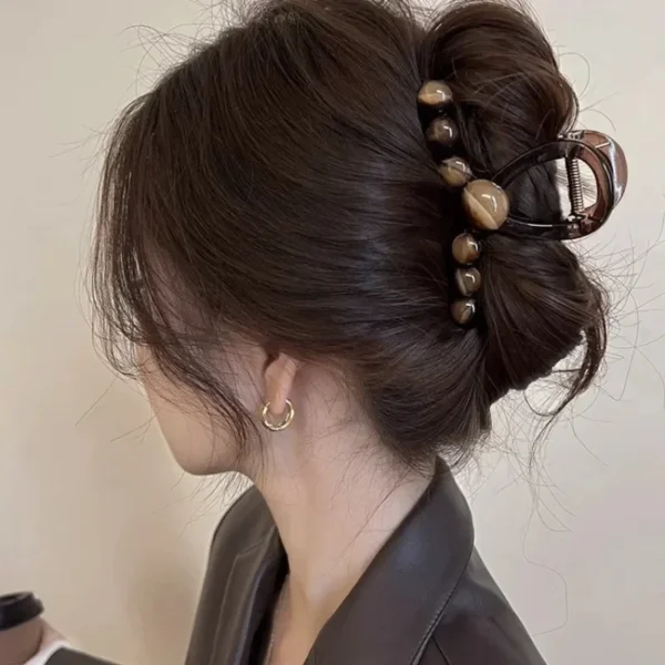 1Pcs Women's Retro Gradient Beaded Hair Claw Geometric Hairpin Shark Clip Fashion Hair Clip Hair Accessories - Image 3
