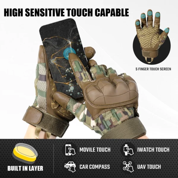 Touch Screen Cycling Gloves PU Leather Tactical Airsoft Hunting Shooting Hiking Bicycle Outdoor Sport Riding Bike Protective Men - Image 5