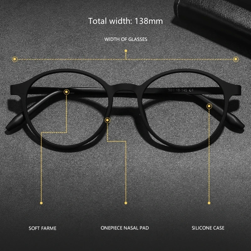 YIMARUILI Ultra-light Retro Round Titanium Alloy Eyeglasses Frame Men and Women Flexible TR90 Optical Prescription Glasses 3050 - Image 4