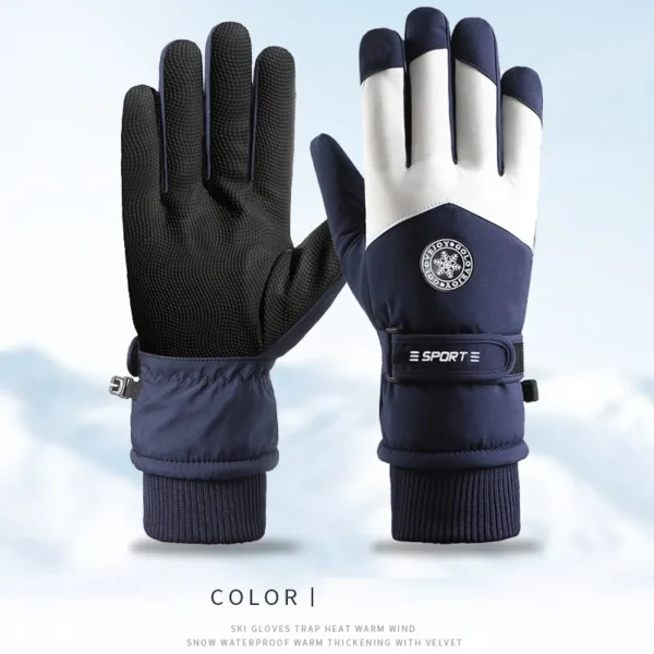 Winter Unisex Snowboard Ski Gloves PU Leather Non-slip Touch Screen Waterproof Motorcycle Cycling Fleece Warm Snow Gloves - Image 6