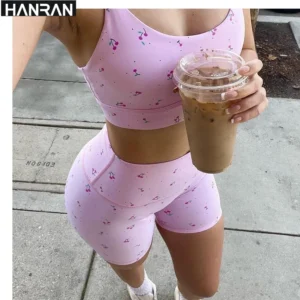 HANRAN Matching Workout Set - 2025 Trendy Fitness Bra & Yoga Pants with Built-in Cups