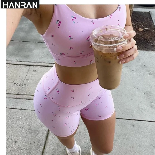 HANRAN Matching Workout Set - 2025 Trendy Fitness Bra & Yoga Pants with Built-in Cups