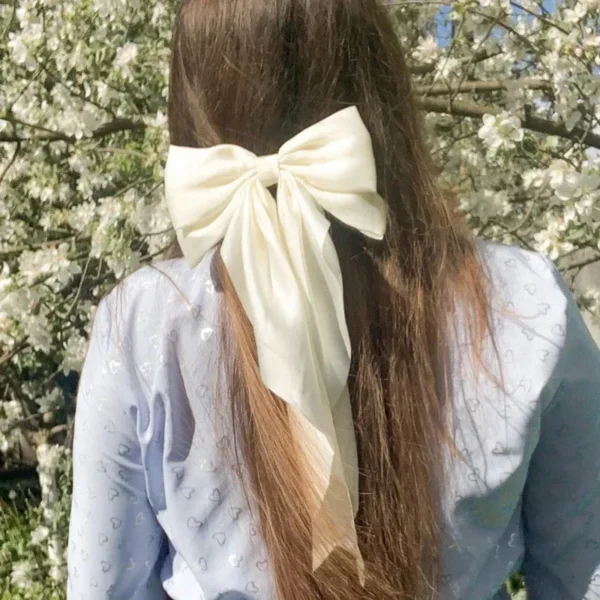 Women Girl Large Bow Hairpin Korean Headbands for Women Big Bowknot Barrettes Wedding Solid Color Ponytail Clip Hair Accessories - Image 3